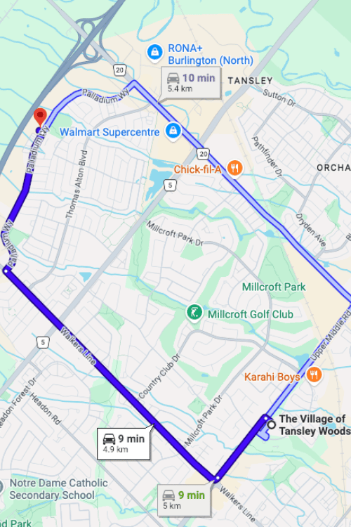 directions-from-tansley-woods-to-white-rose-dental-studio-in-burlington